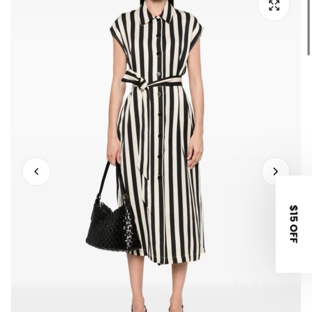 Sandro Black and Cream Striped Midi Dress Emily in Paris Dress